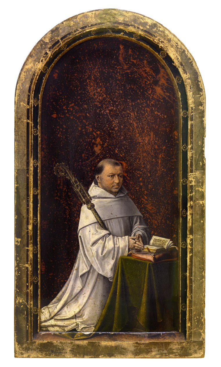 Ter Duinen Başrahibi Robrecht de Clercq'in diptych'i, c.1499 (panel üzerine yağlı boya) by Master of 1499