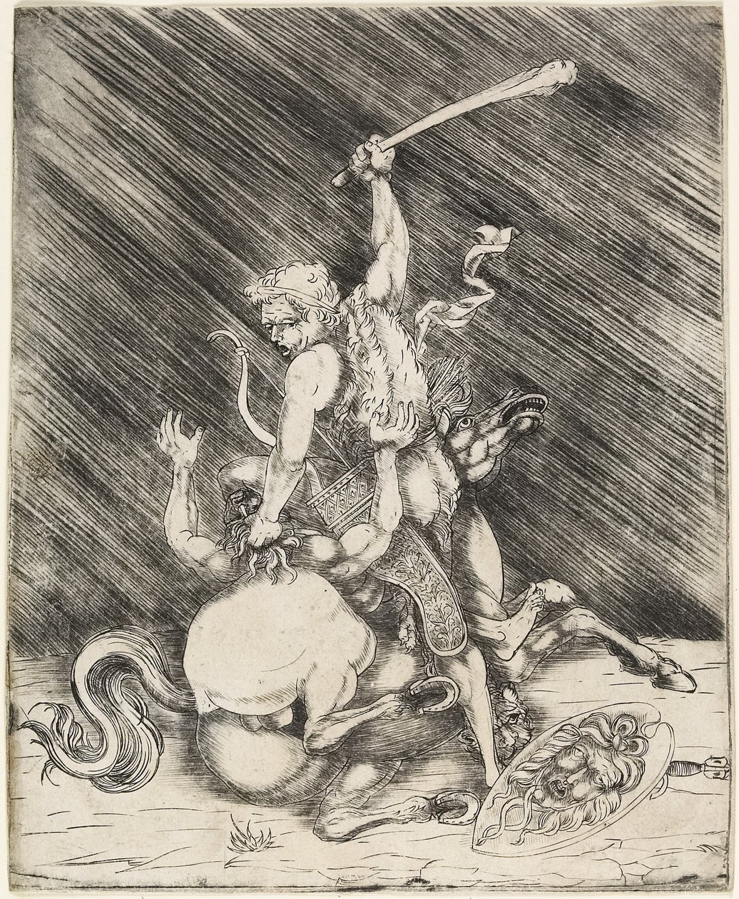 Herkül ve Cacus, c.1505-1520 (kuru noktalı dağlama) by Master of 1515
