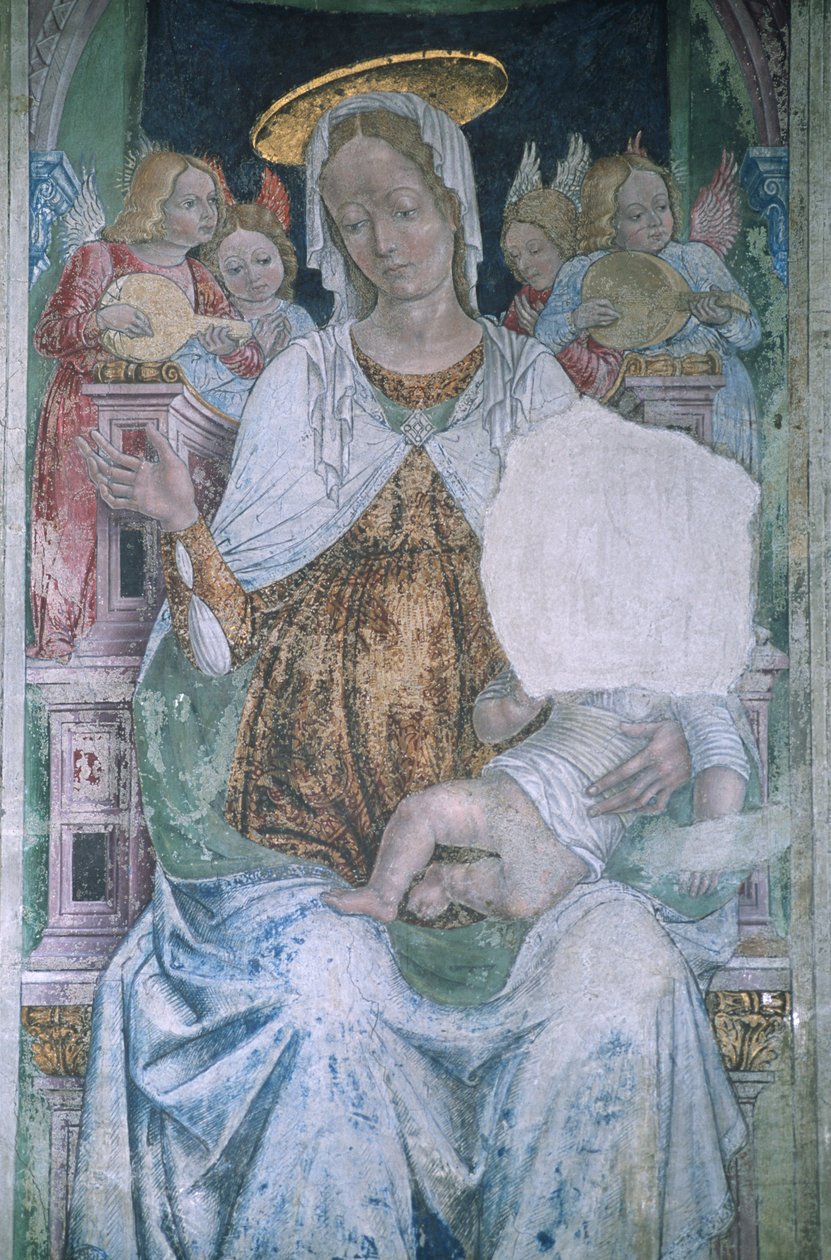 İtalya, Piedmont, Serralunga di Crea, Sacro Monte di Crea, Santa Maria Assunta Bazilikası, şapel, fresk by Master of Crea