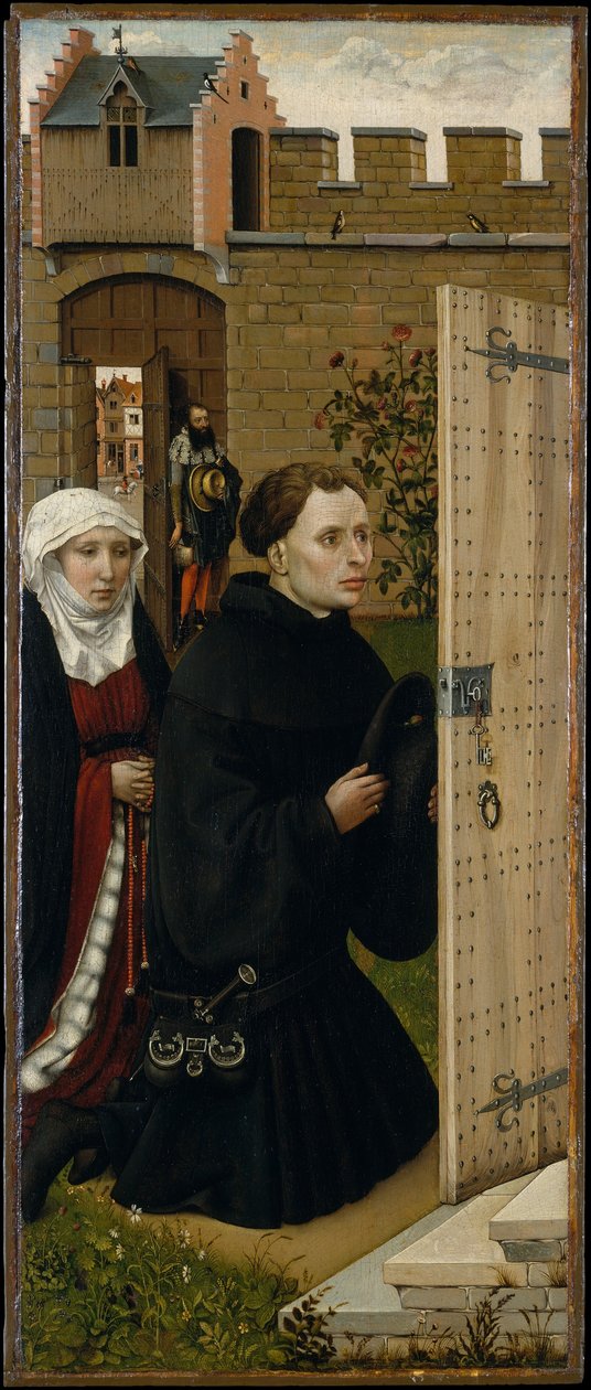 Müjde Üçlü Parçası (Merode Altarpiece), c.1427-32 (meşe üzerine yağlı boya) by Master of Flémalle