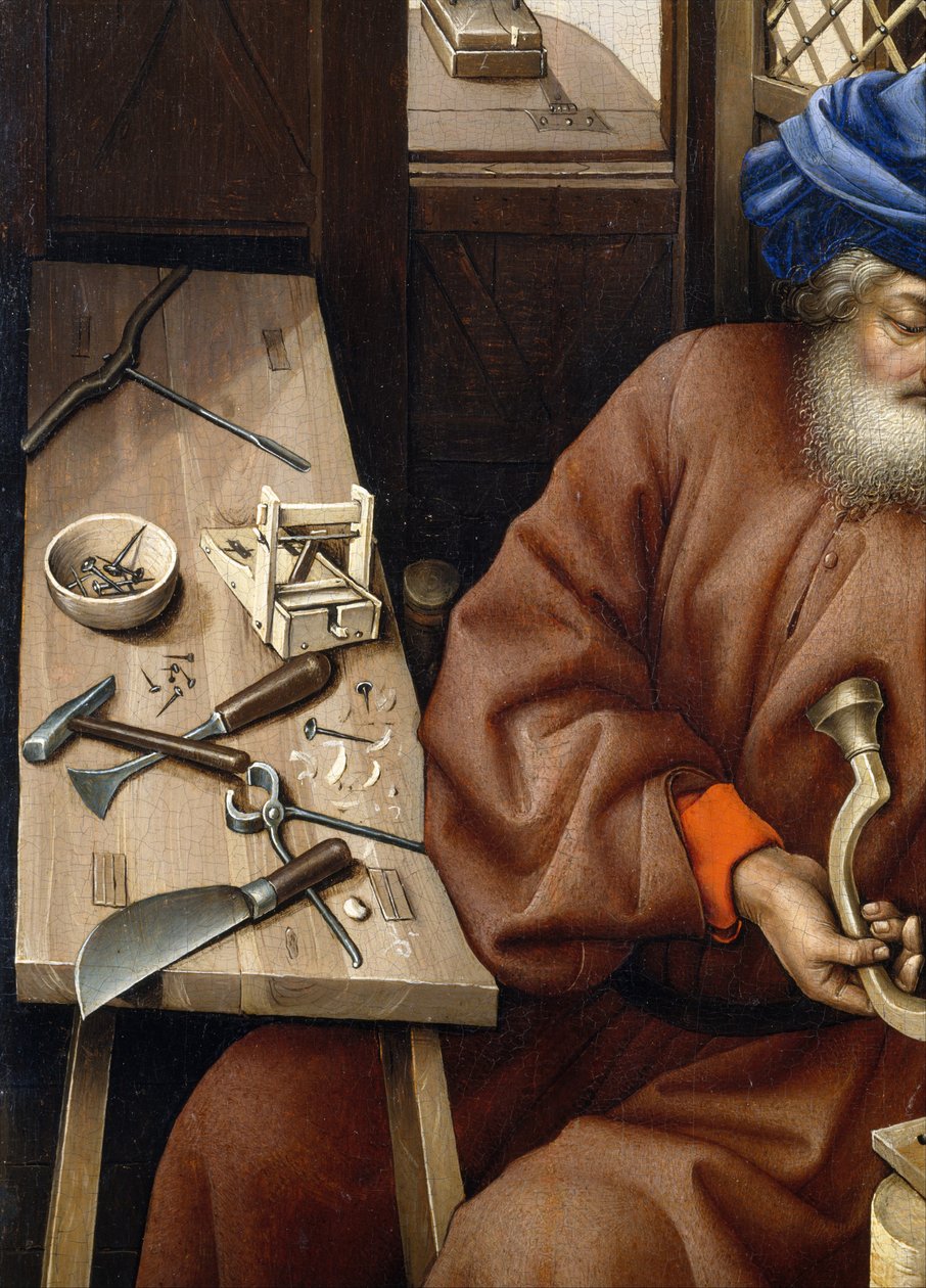 Müjde Üçlü Parçası (Merode Altarpiece), c.1427-32 (meşe üzerine yağlı boya) by Master of Flémalle