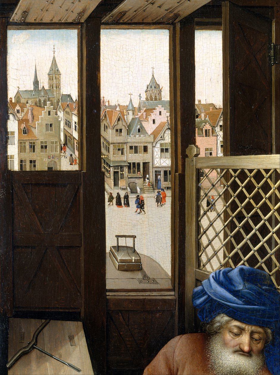 Müjde Üçlü Parçası (Merode Altarpiece), c.1427-32 (meşe üzerine yağlı boya) by Master of Flémalle