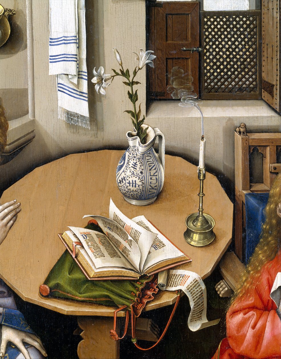 Müjde Üçlü Parçası (Merode Altarpiece), c.1427-32 (meşe üzerine yağlı boya) by Master of Flémalle