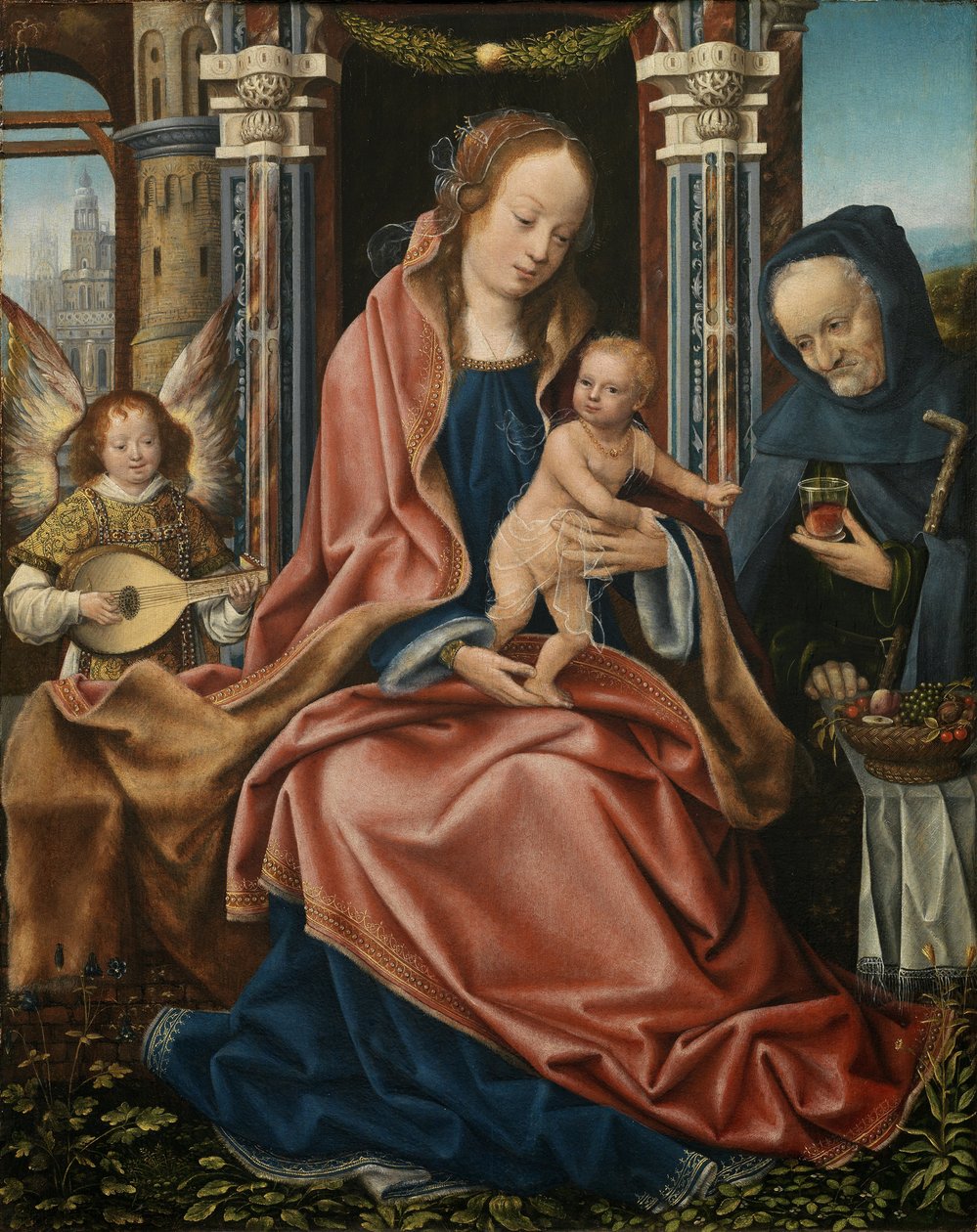 Müzik Yapan Meleklerle Kutsal Aile Üçlemesi. Orta panel, yaklaşık 1510-1520 by Master of Frankfurt
