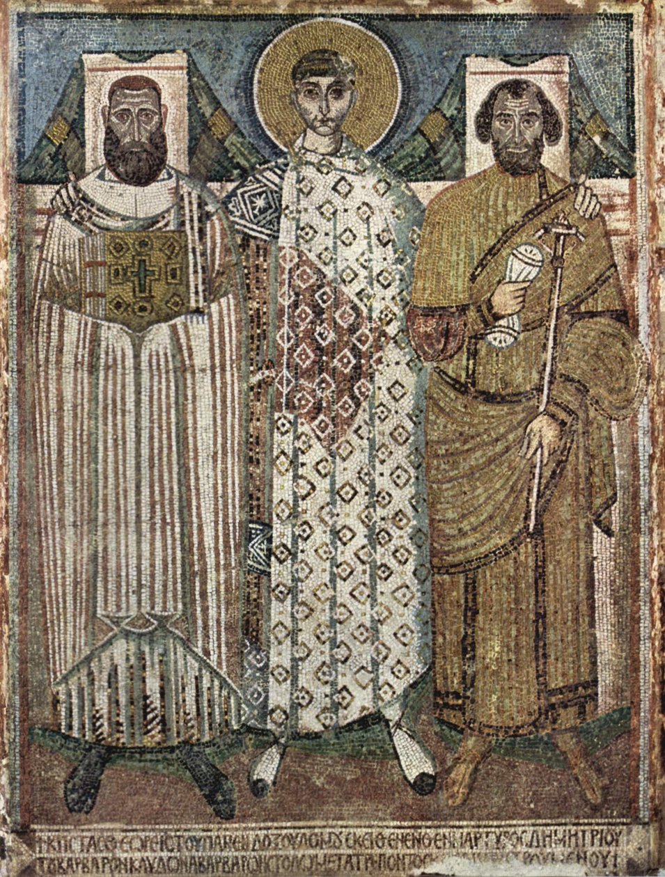 Selanik'li Aziz Demetrius bağışçılarla birlikte, 6-7. yüzyıl by Master of Hagios Demetrios