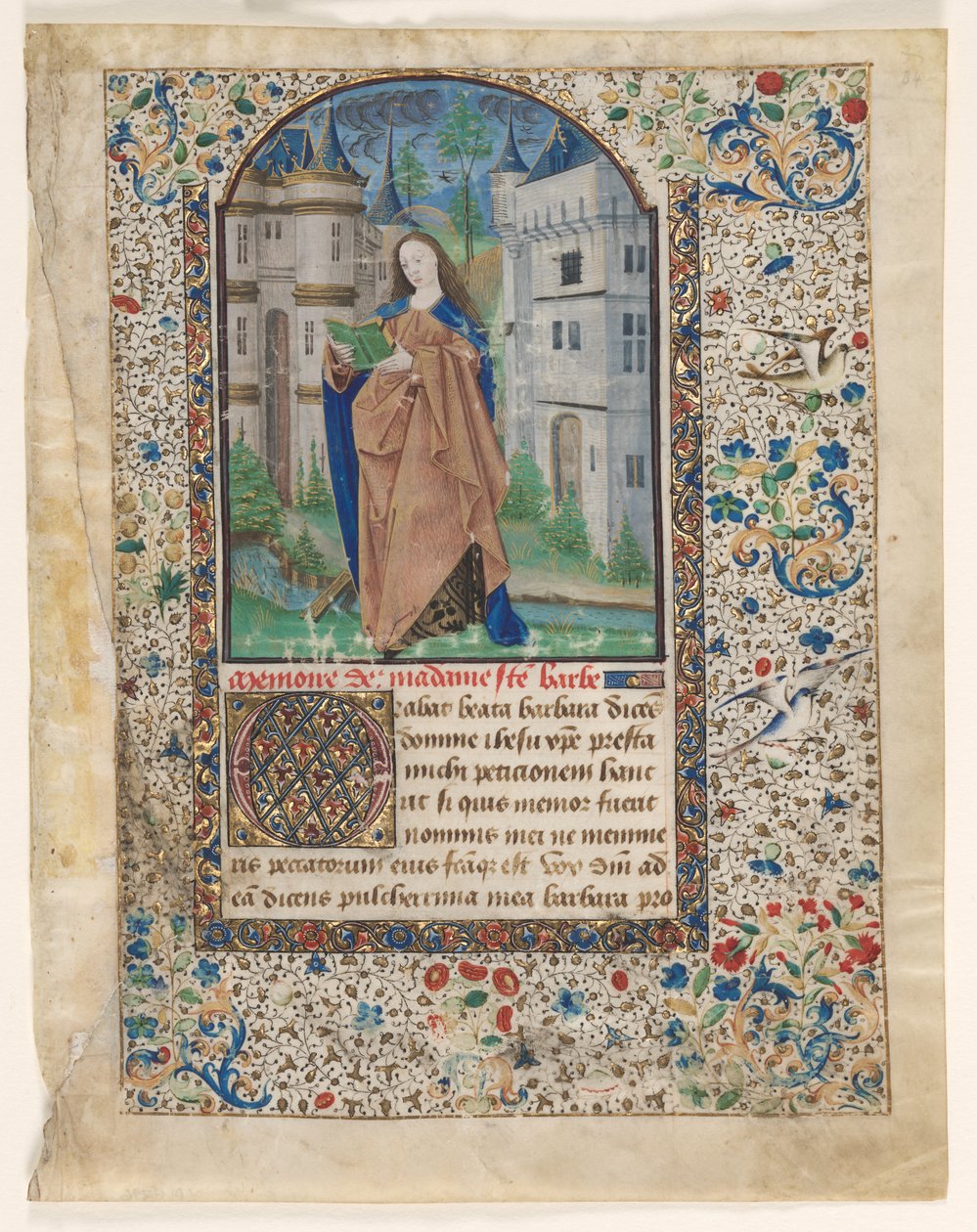 Saatler Kitabından Yaprak: St. Barbara 2 / 2 Kesilmiş Yaprak, c. 1465. by Master of Jacques de Luxembourg