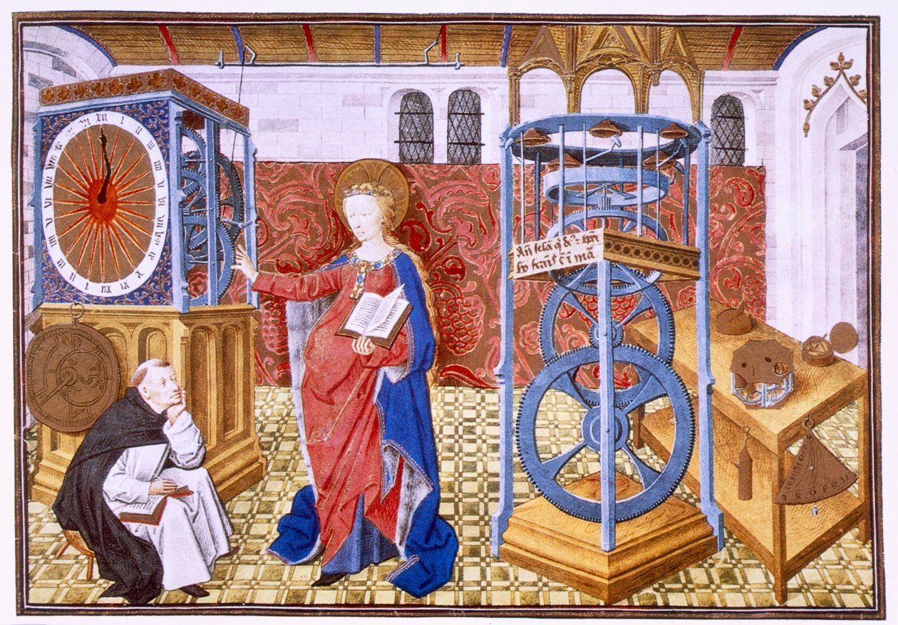 Bilgelik Sapience, yazara ölçülülüğün ilkelerini öğretiyor, c1455. by Master of Jean Rolin II