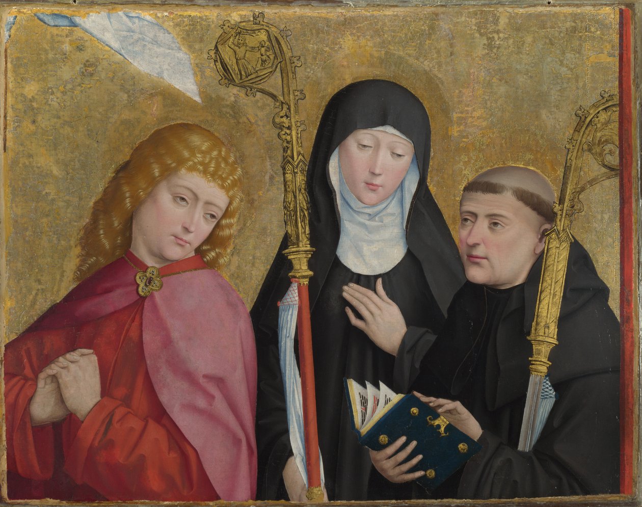 Aziz John the Evangelist, Scholastica ve Benedict The Liesborn Altarpiece, ca. 1470-1480 by Master of Liesborn