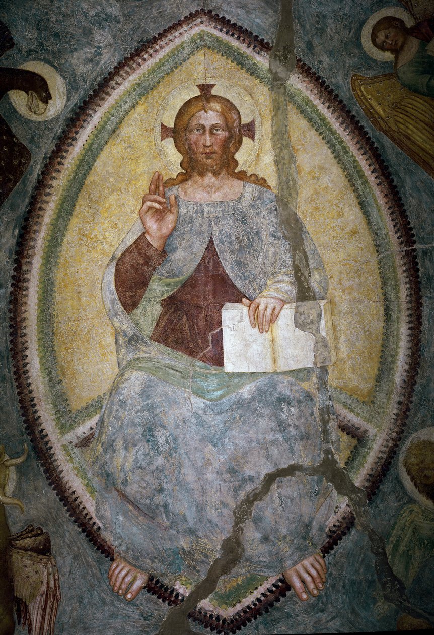 Dört evangelist arasındaki kurtarıcı (fresk by Master of Mocchirolo