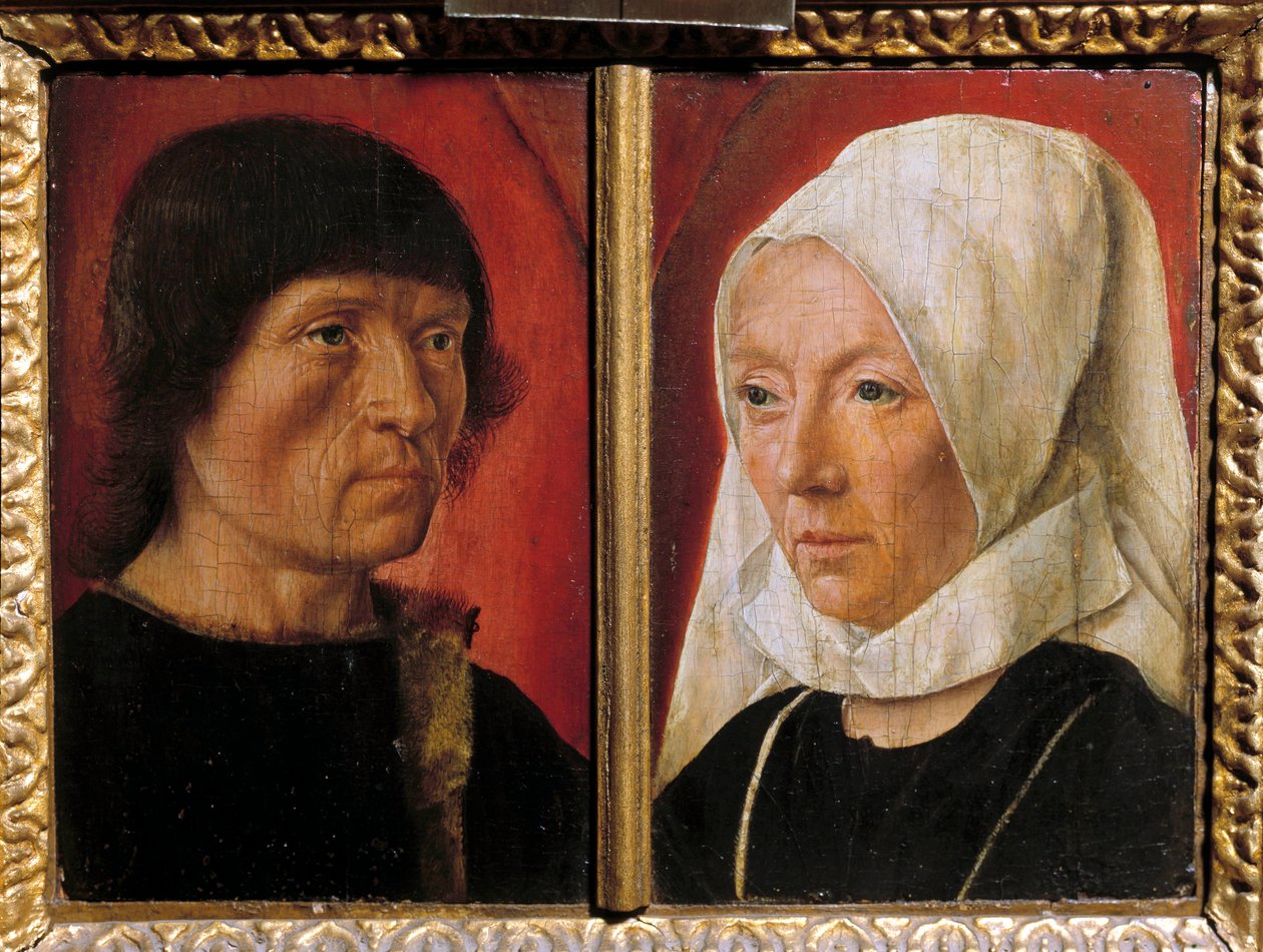 Bir adam ve karısının portresi. Bir çiftin temsili (çift portre). Master De Saint Gilles'in resmi (1490-1510 arasında aktif), Fransız okulu by Master of Saint Giles
