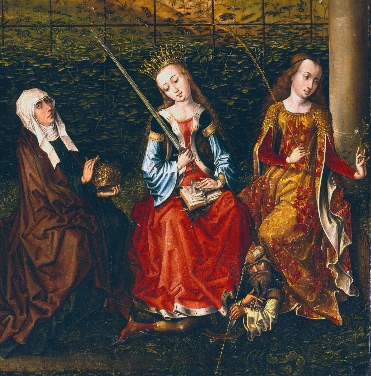 Macaristan Aziz Elizabeth, İskenderiye Aziz Catherine ve Padua Aziz Rosalie, 1470-1500 by Master of Saint Gudule