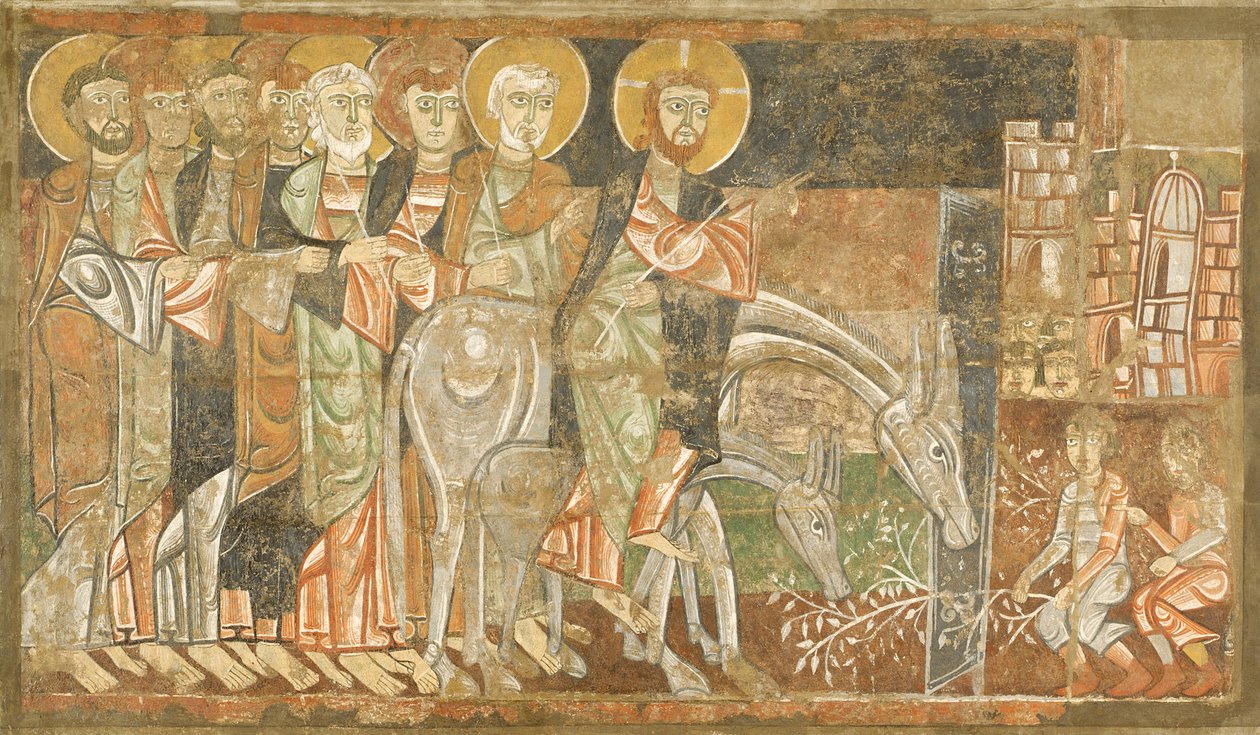 İsa'nın Kudüs'e girişi, yaklaşık 1125 (fresk) by Master of San Baudel