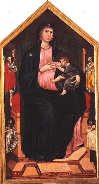 Azizler ile Madonna ve Çocuk (panelde öfke) by Master of San Gaggio