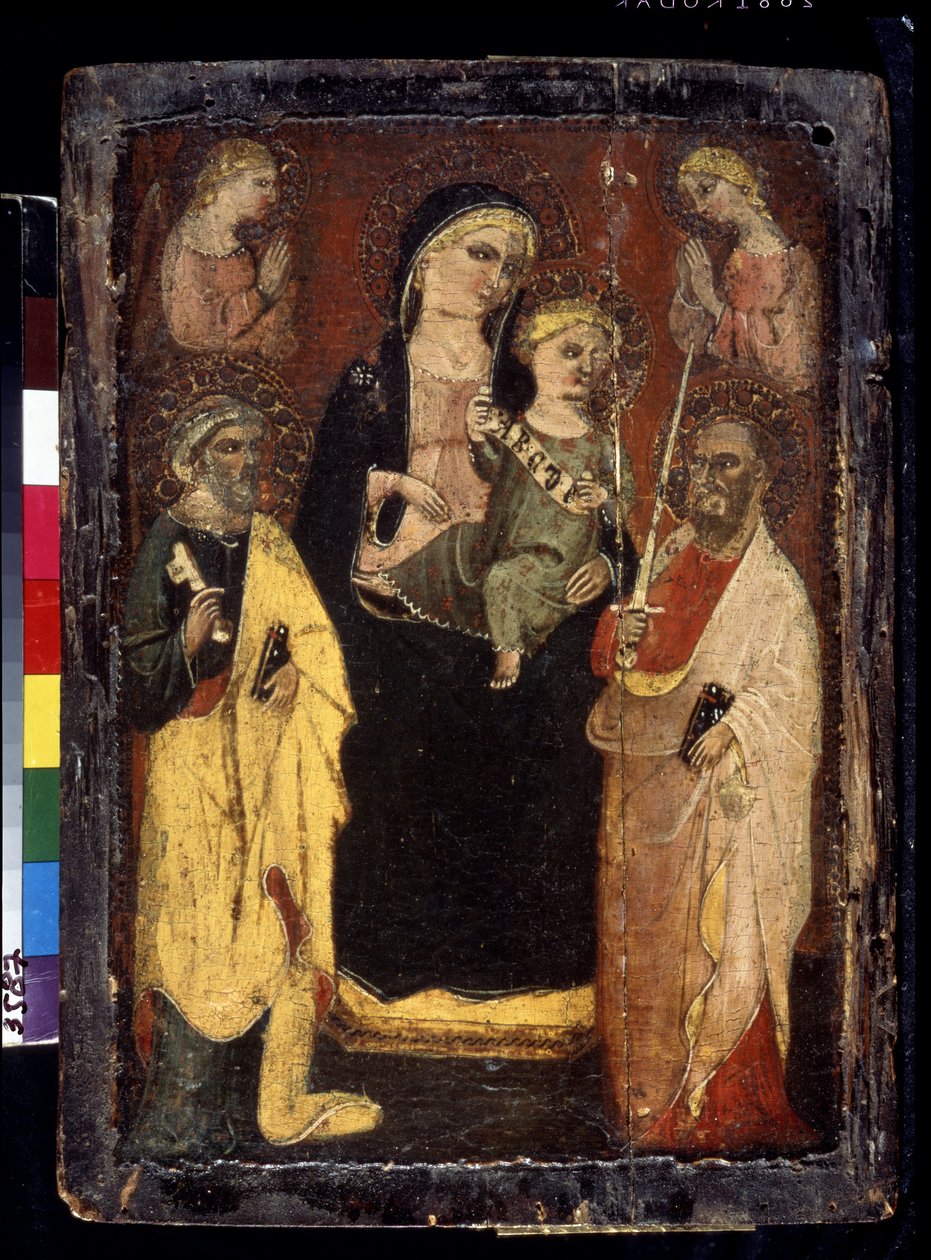 "Madonna ve Çocuk Aziz Peter ve Paul ile Enthroned" (Madonna ve Saints Peter ve Paul ile Enthroned Çocuk) Muciano