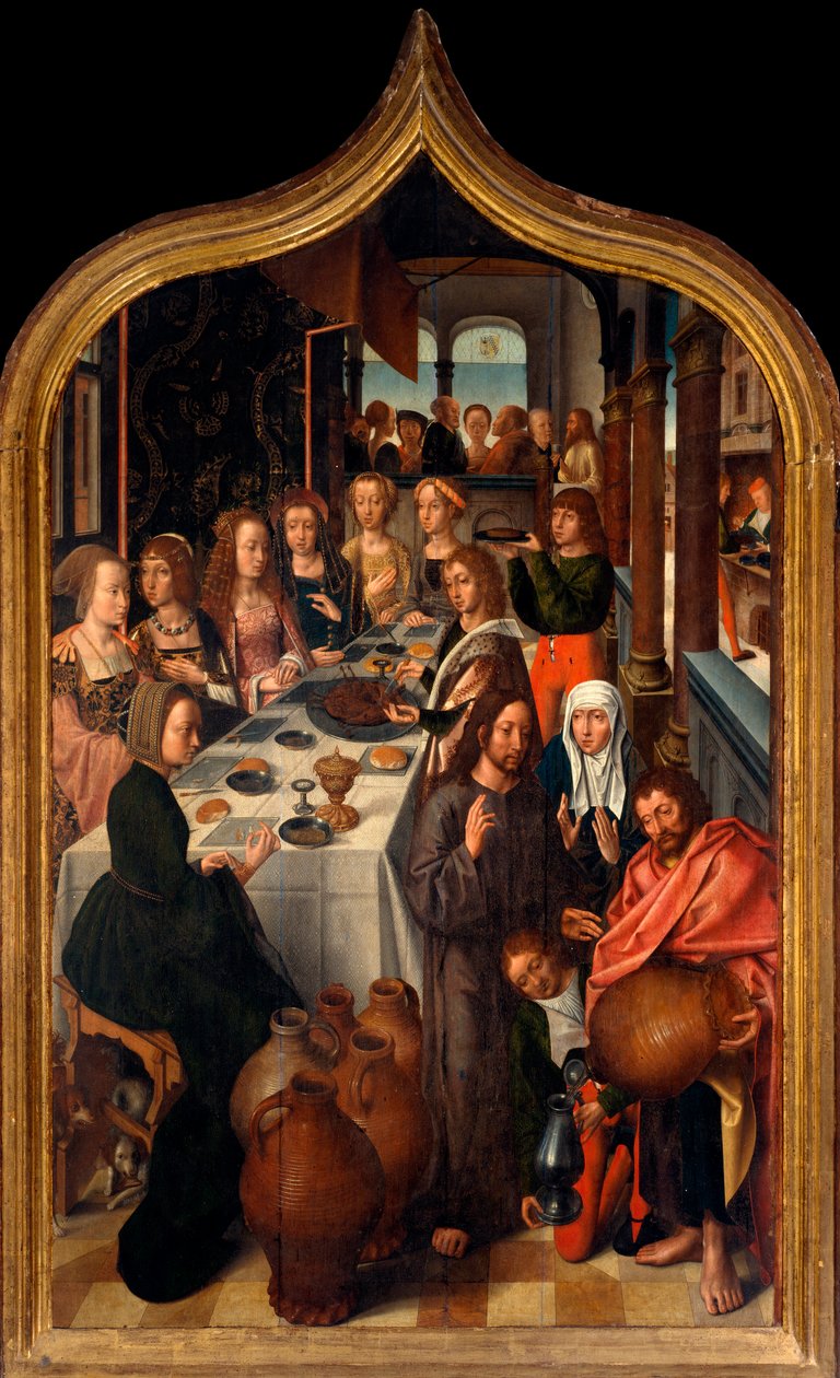 Triptik: “Cana'nın Düğünü”” San Lorenzo ustasının tablosu. San Lorenzo della Costa Bölgesi, Santa Margherita Ligure (Cenova) by Master of San Lorenzo