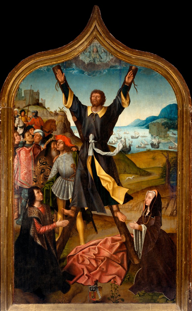 Triptik: “” Aziz Andre'nin şehitliği”” San Lorenzo ustasının tablosu. San Lorenzo della Costa Bölgesi, Santa Margherita Ligure (Cenova) by Master of San Lorenzo