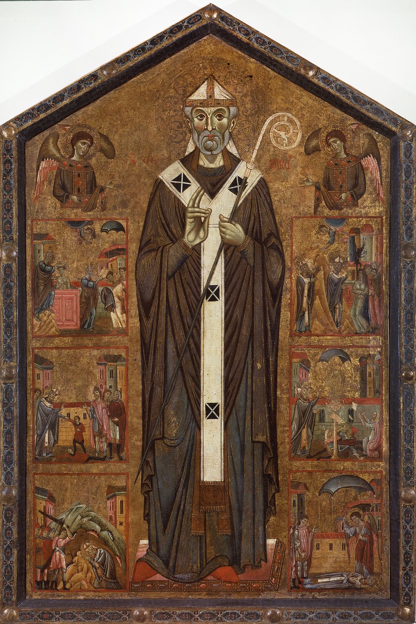 Aziz Veranus, iki melek ve efsanesinin altı hikayesi arasında, 13. yüzyılın sonlarında by Master of San Verano