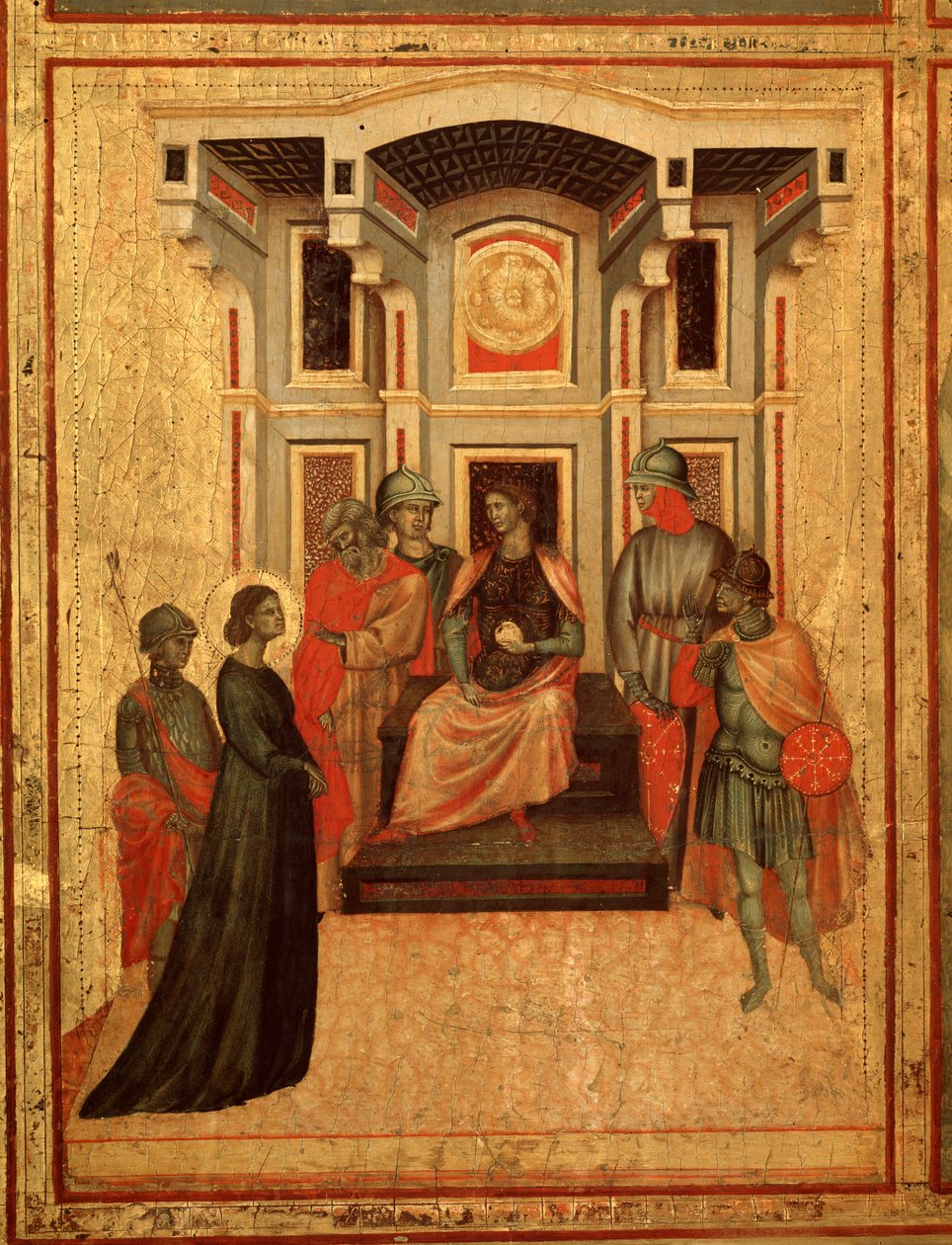 Aziz Cecilia ve hayatının hikayesi Detay: Aziz Cecilia vali ile tartışıyor - mihrap, c.1290-1320 by Master of St. Cecilia