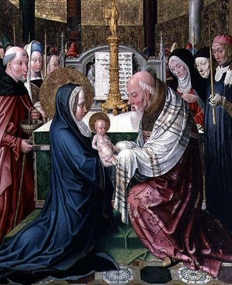 Tapınaktaki Sunum, c.1490 (panelde yağlı boya) by Master of St. Severin