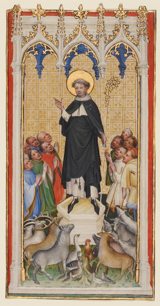Aziz Anthony Abbot Blessing the Animals, the Poor, and the Sick, c.1400-10 (parşömen üzerine mizaç ve altın varak) by Master of St. Veronica