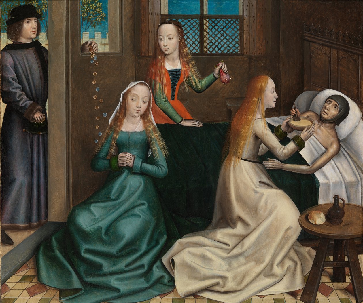 St. Nicholas Altarpiece'den St Nicholas'ın Hayır Kurumu, c.1486-93 (panel üzerine yağlıboya) by Master of The Legend of St. Lucy