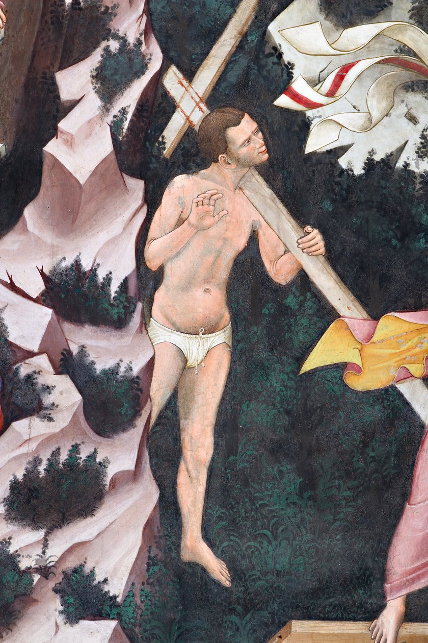 "Diriliş" ve "Arafta İniş", "Arafta İniş"in Detayı: İyi Hırsız, c.1420 (fresk) by Master of Vignola