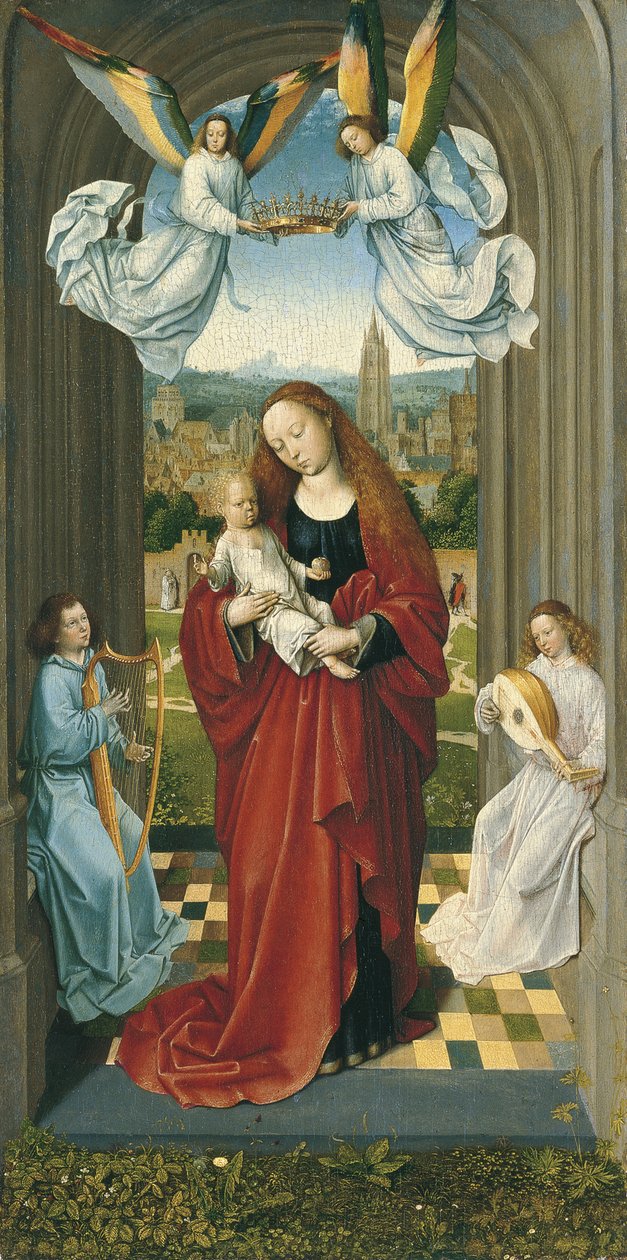 Melekler arasındaki Bakire ve Çocuk by Master of the André Madonna