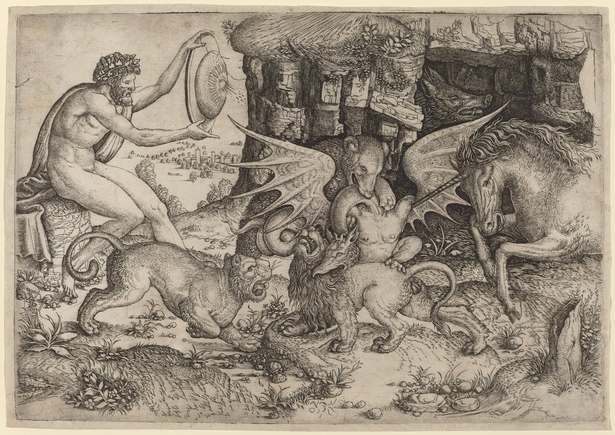 Alegorik Tema: Hayvanların Savaşı by Master of the Beheading of St. John