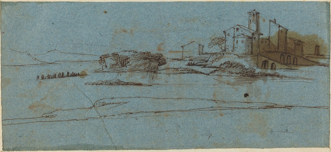 Nehir kıyısındaki binalar [verso] by Master of the Blue Landscapes