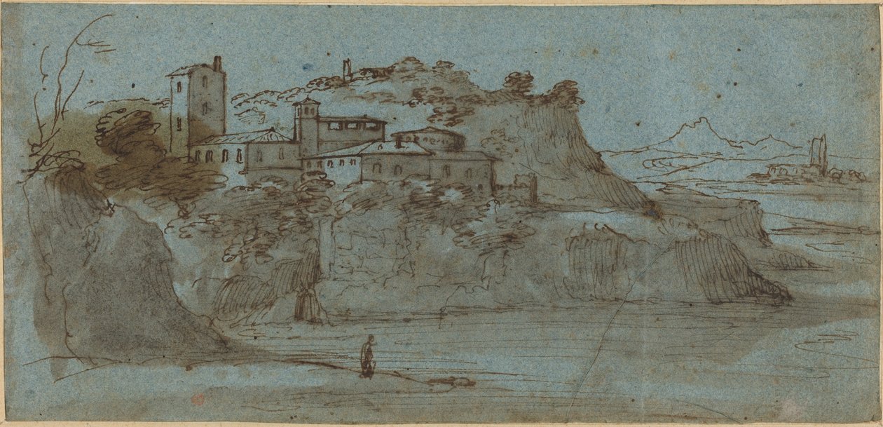 Nehir Uçurumunun tepesindeki köy [recto] by Master of the Blue Landscapes