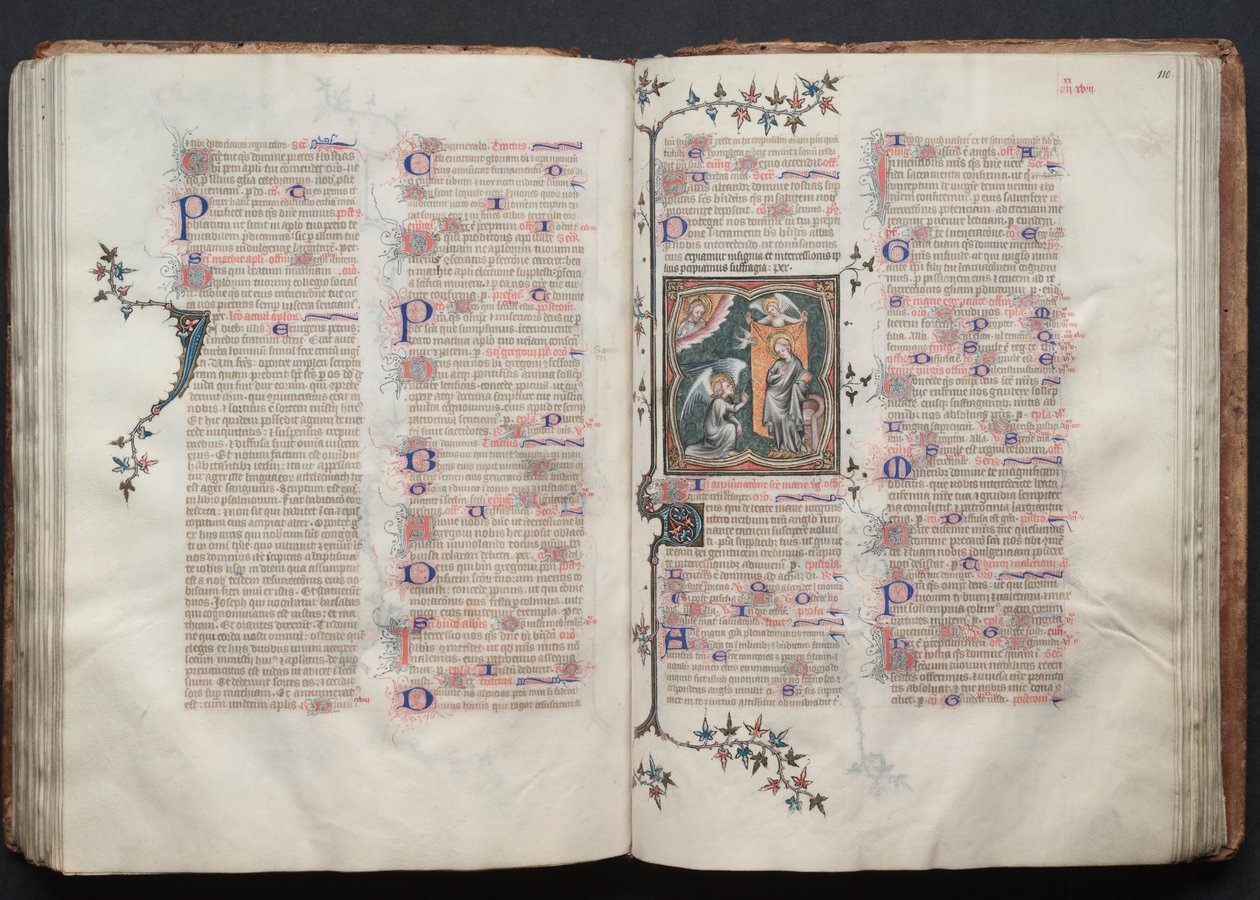 Gotha Missal: Fol. 110r, Müjde, c. 1375. by Master of the Boqueteaux