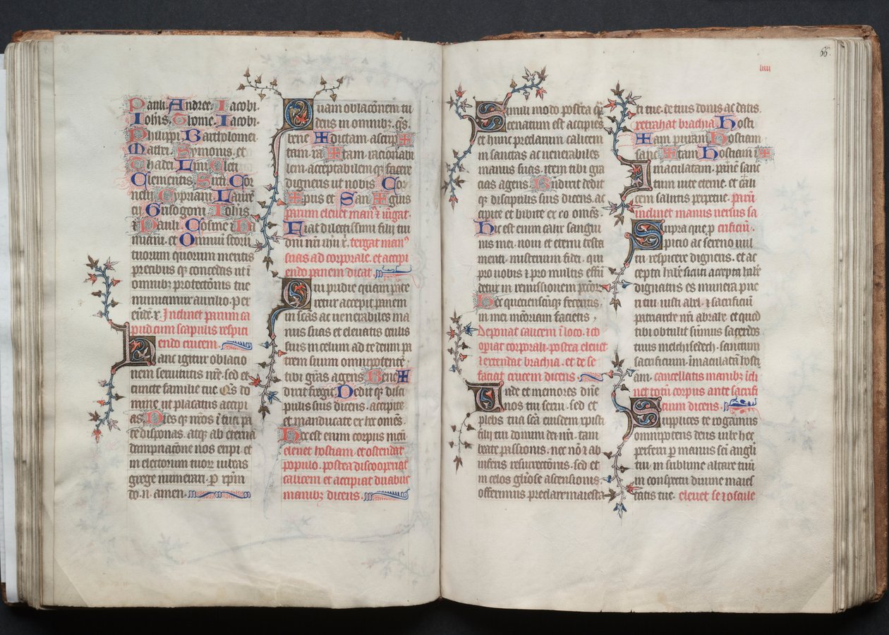 Gotha Missal: Fol. 65v, Metin, c. 1375. by Master of the Boqueteaux