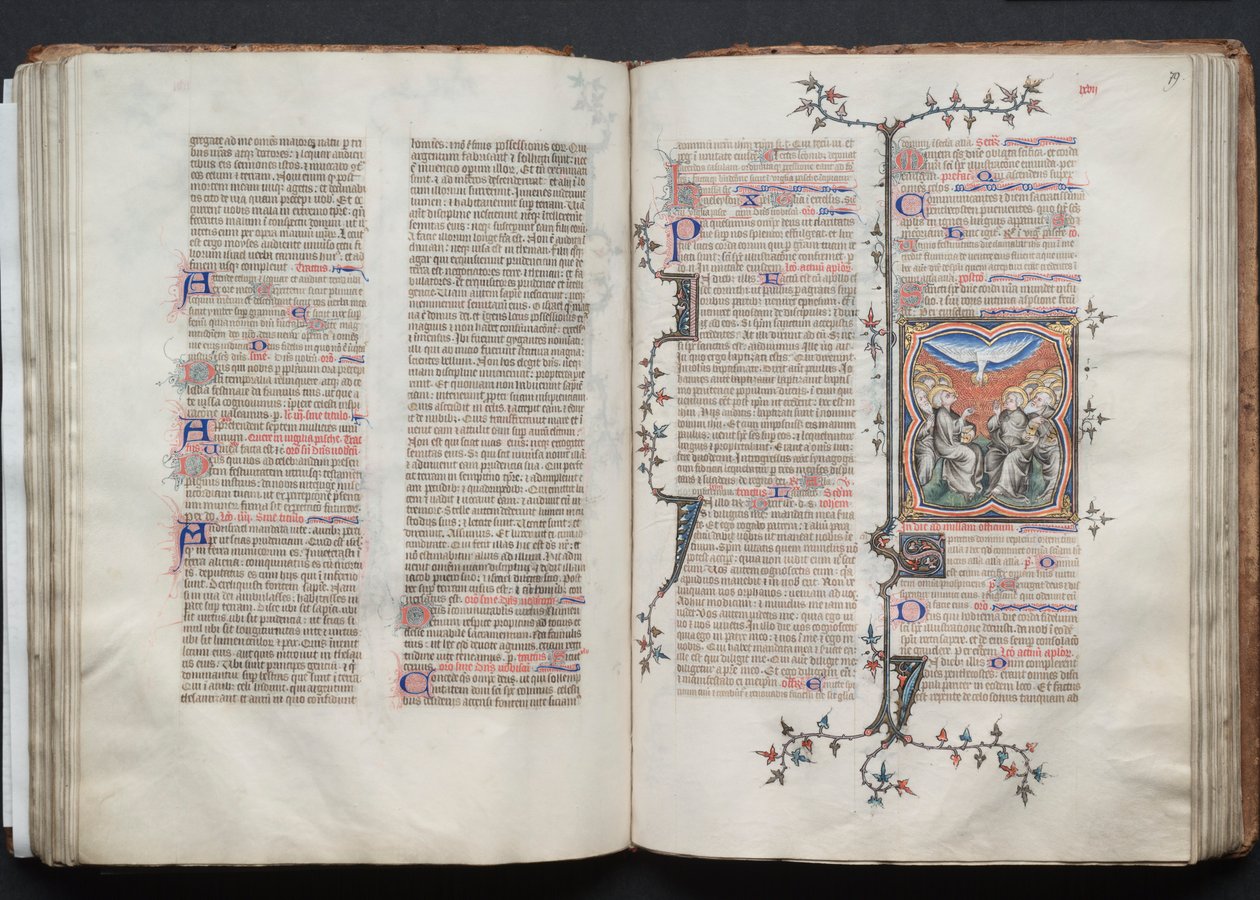 Gotha Missal: Fol 79r, Pentecost, c. 1375. by Master of the Boqueteaux