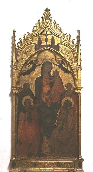 Azizler ile Madonna ve Çocuk (panelde öfke) by Master of the Borgo alla Collina