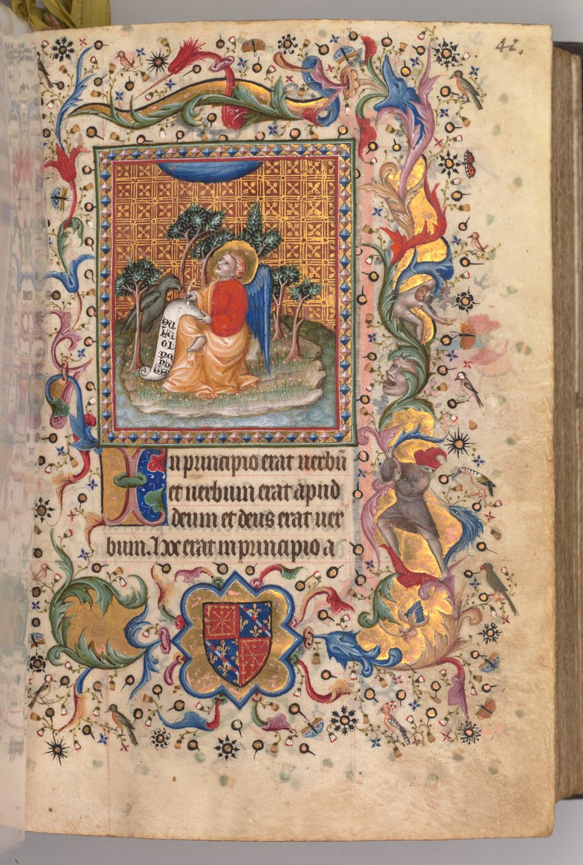Charles the Noble, Navarre Kralı 1361-1425: fol.1r, Aziz John the Evagelist, c. 1405. by Master of the Brussels Initials and Associates