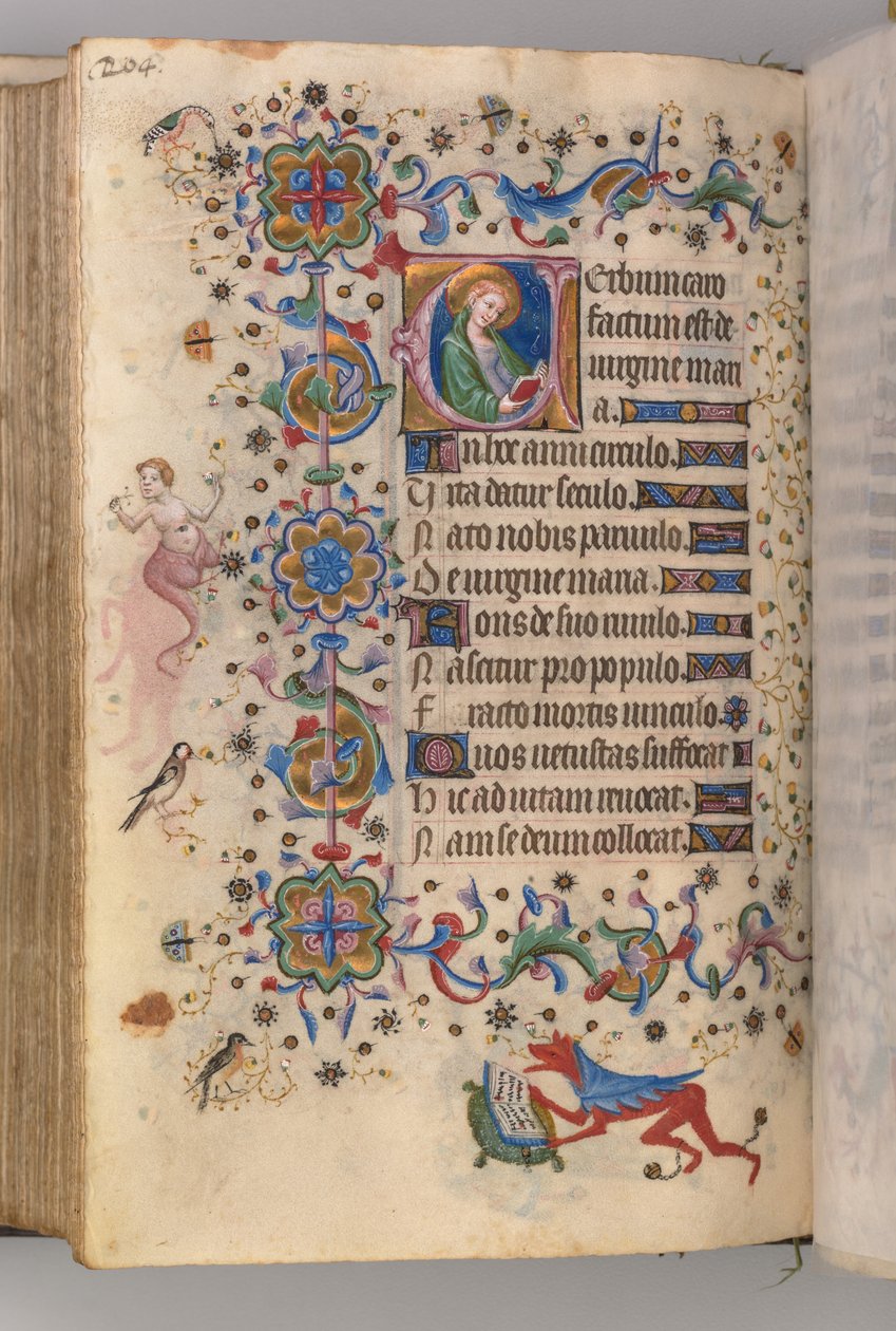 Charles the Noble, Navarre Kralı 1361-1425 saatleri: fol. 102v, Metin, c. 1405. by Master of the Brussels Initials and Associates