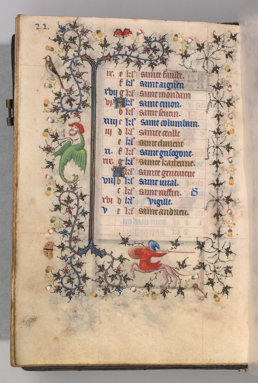 Charles the Noble, Navarre Kralı 1361-1425 saatleri: fol. 11v, Kasım, c. 1405. by Master of the Brussels Initials and Associates