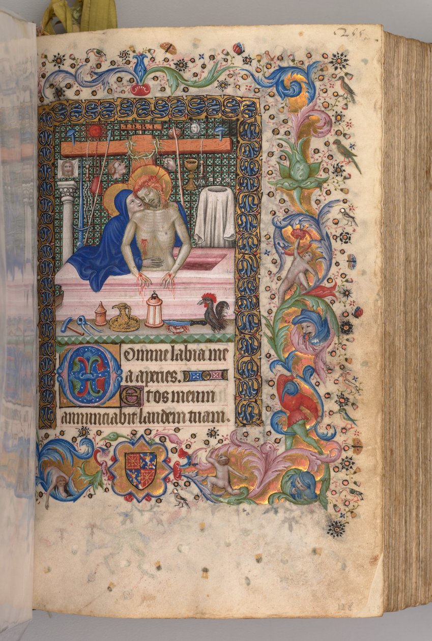 Charles the Noble, Navarre Kralı 1361-1425 saatleri: fol. 128r, Acıların Adamı, c. 1405. by Master of the Brussels Initials and Associates