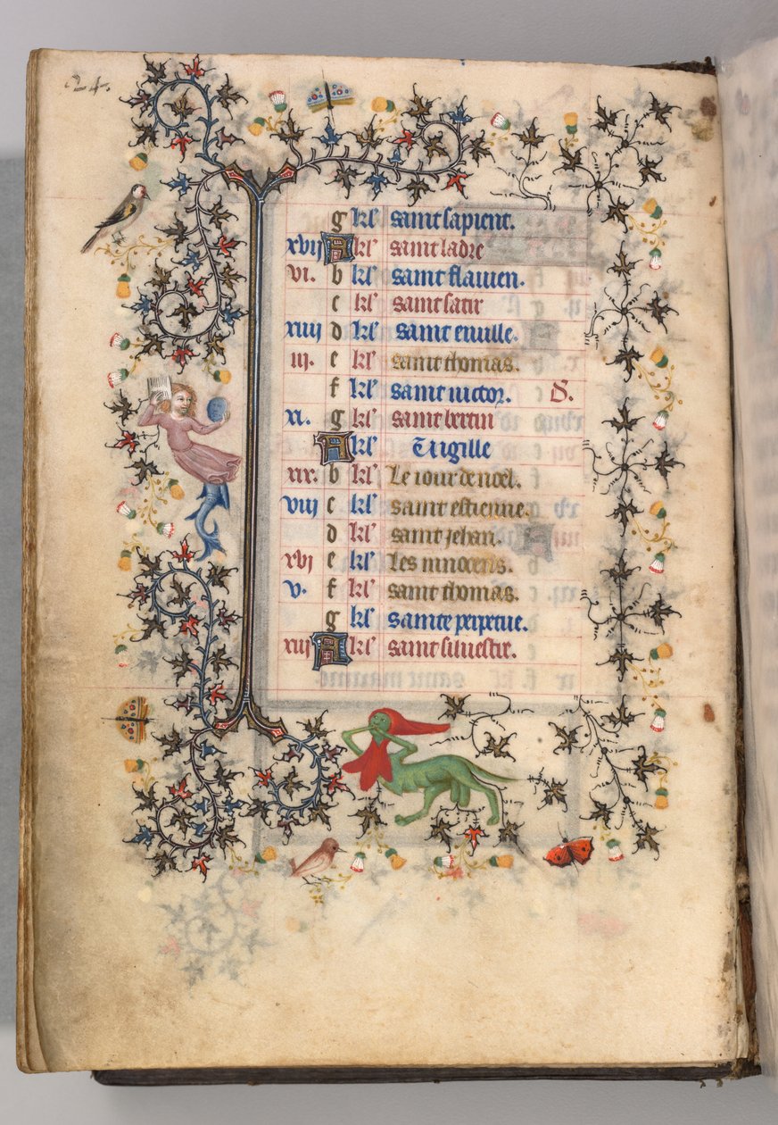 Charles the Noble, Navarre Kralı 1361-1425 saatleri: fol. 12v, Aralık, c. 1405. by Master of the Brussels Initials and Associates
