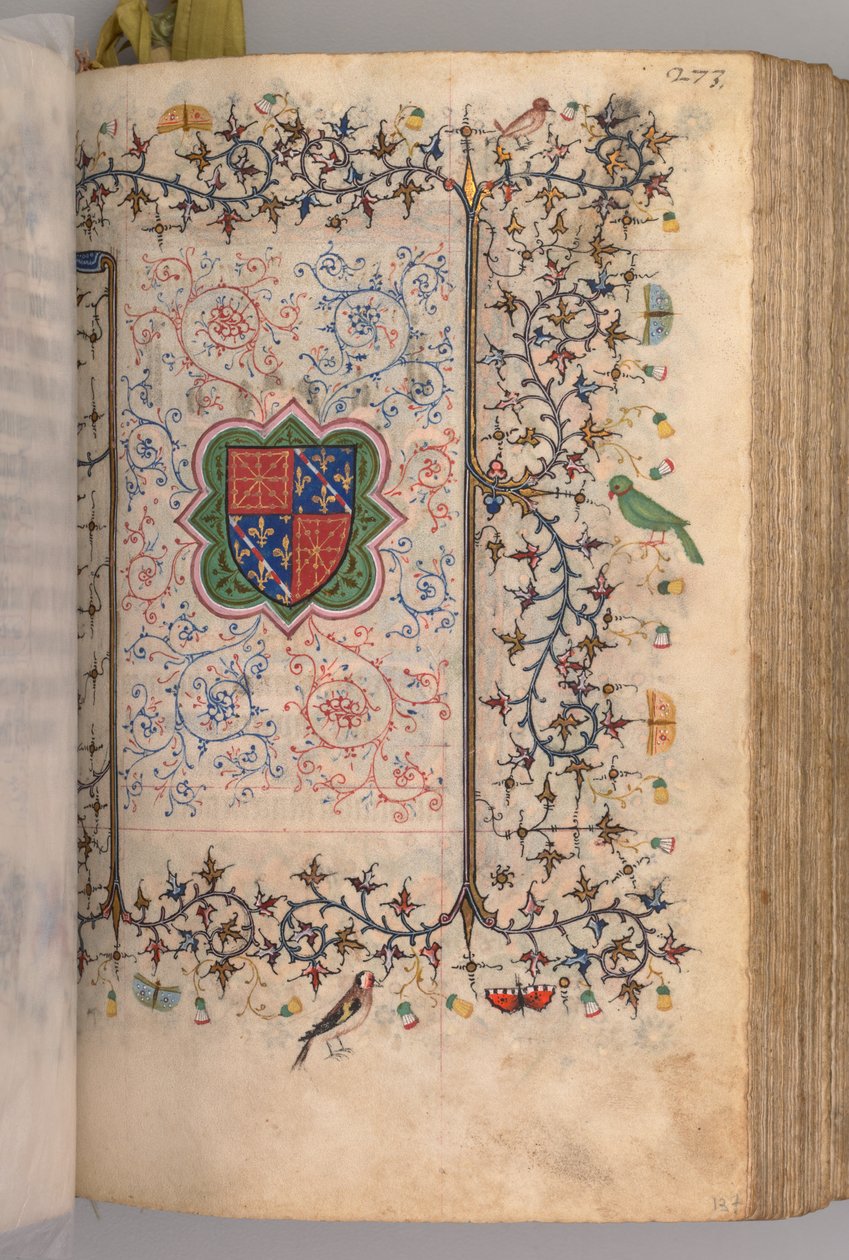 Charles the Noble, Navarre Kralı 1361-1425 saatleri: fol. 137r, Arması..., c. 1405. by Master of the Brussels Initials and Associates