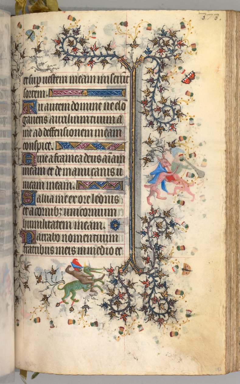 Charles the Noble, Navarre Kralı 1361-1425 saatleri: fol. 182r, Metin, c. 1405. by Master of the Brussels Initials and Associates
