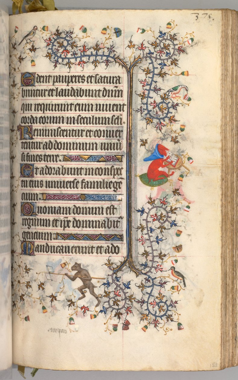 Charles the Noble, Navarre Kralı 1361-1425 saatleri: fol. 183r, Metin, c. 1405. by Master of the Brussels Initials and Associates