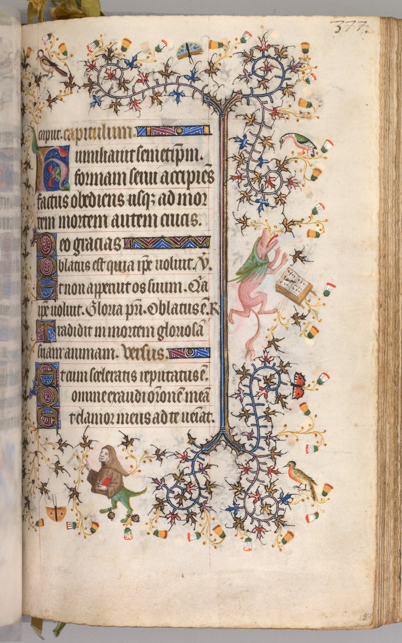 Charles the Noble, Navarre Kralı 1361-1425 saatleri: fol. 184r, Metin, c. 1405. by Master of the Brussels Initials and Associates