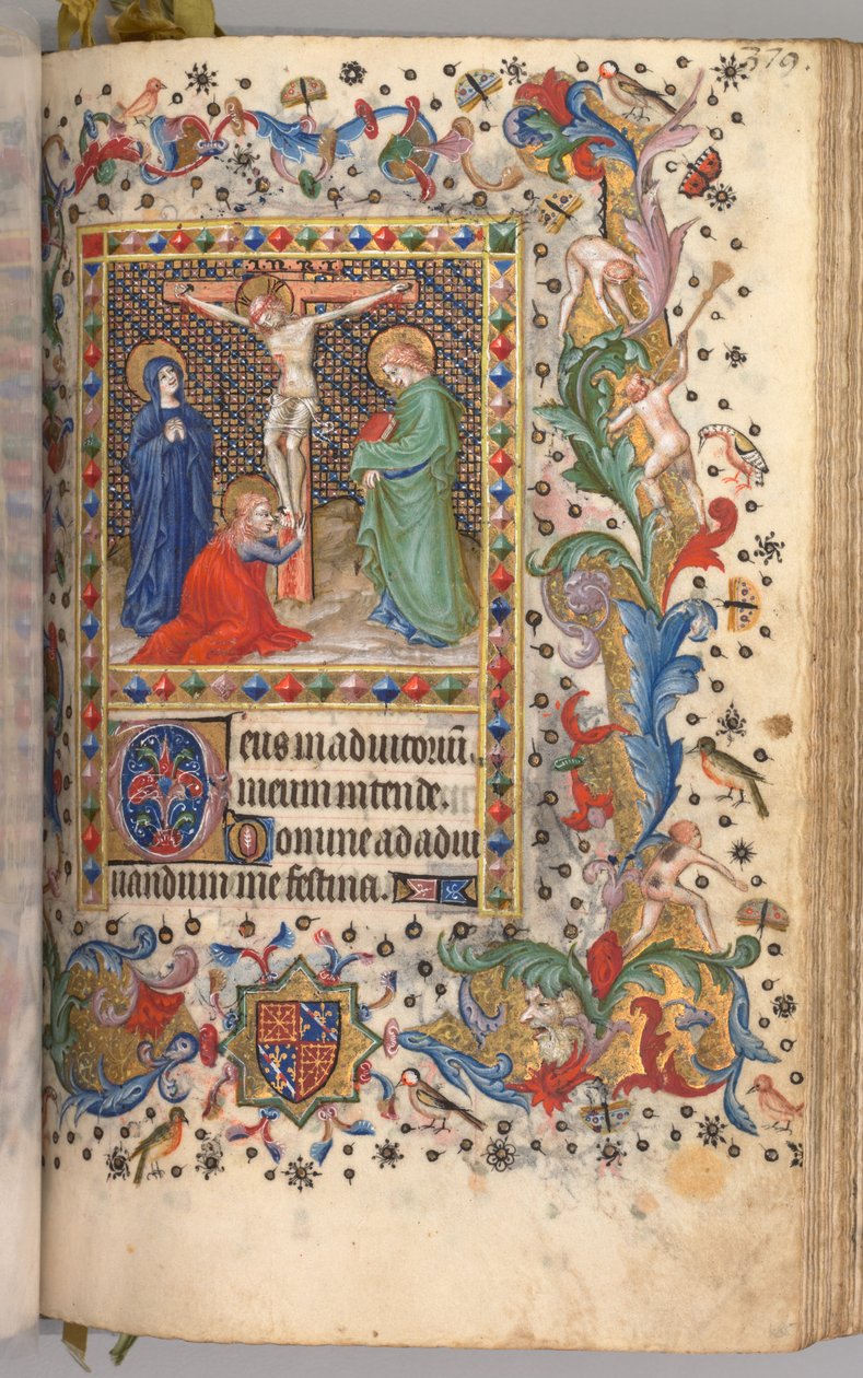 Charles the Noble, Navarre Kralı 1361-1425 saatleri: fol. 185r, Çarmıha Gerilme, c. 1405. by Master of the Brussels Initials and Associates