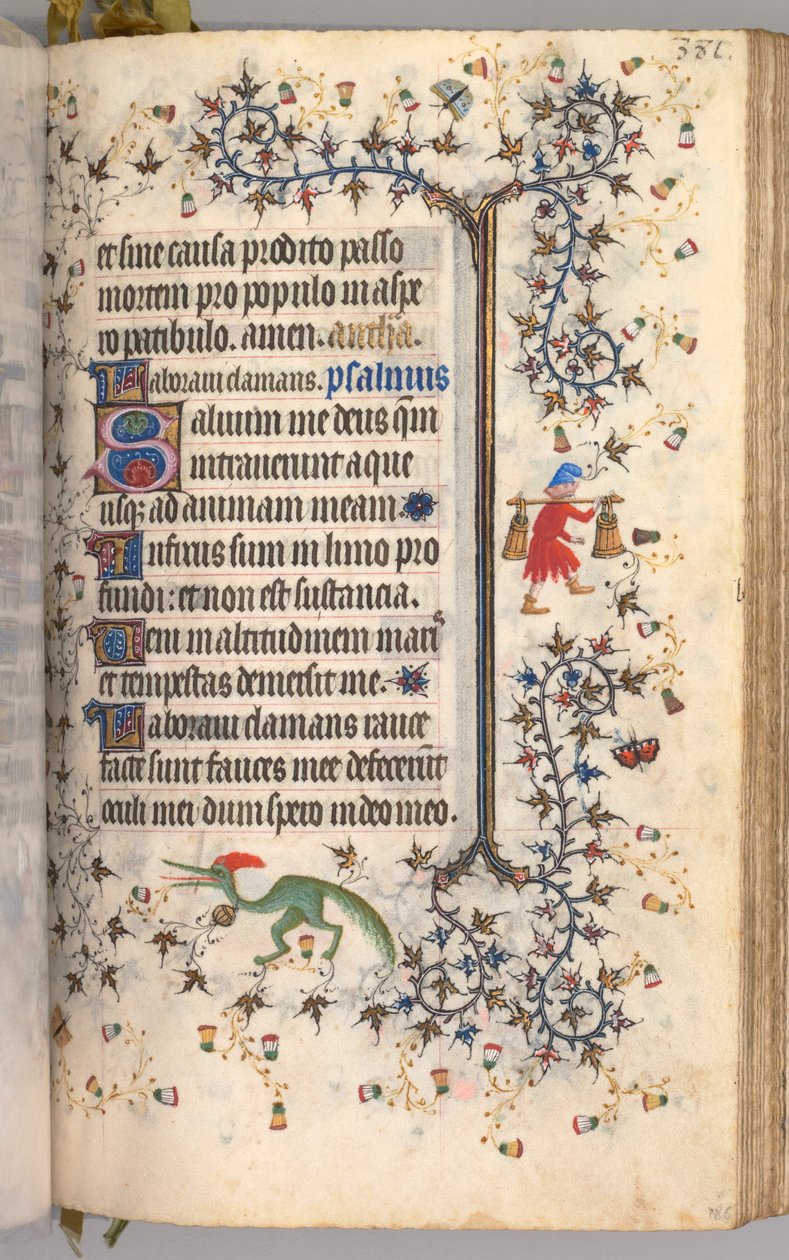 Charles the Noble, Navarre Kralı 1361-1425 saatleri: fol. 186r, Metin, c. 1405. by Master of the Brussels Initials and Associates