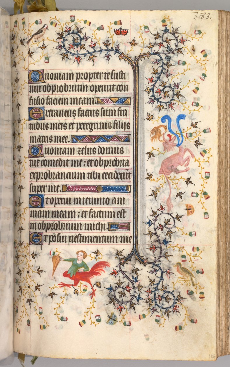 Charles the Noble, Navarre Kralı 1361-1425 saatleri: fol. 187r, Metin, c. 1405. by Master of the Brussels Initials and Associates