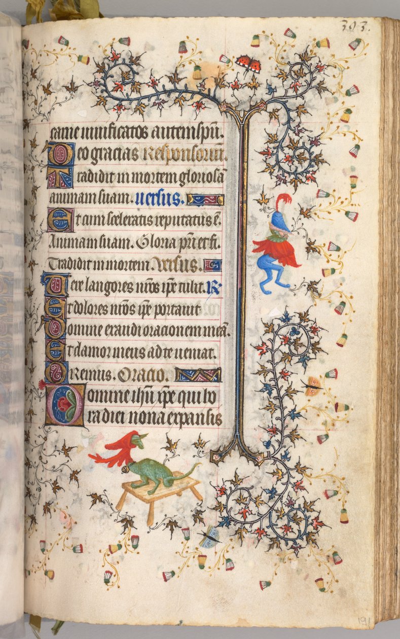 Charles the Noble, Navarre Kralı 1361-1425 saatleri: fol. 191r, Metin, c. 1405. by Master of the Brussels Initials and Associates