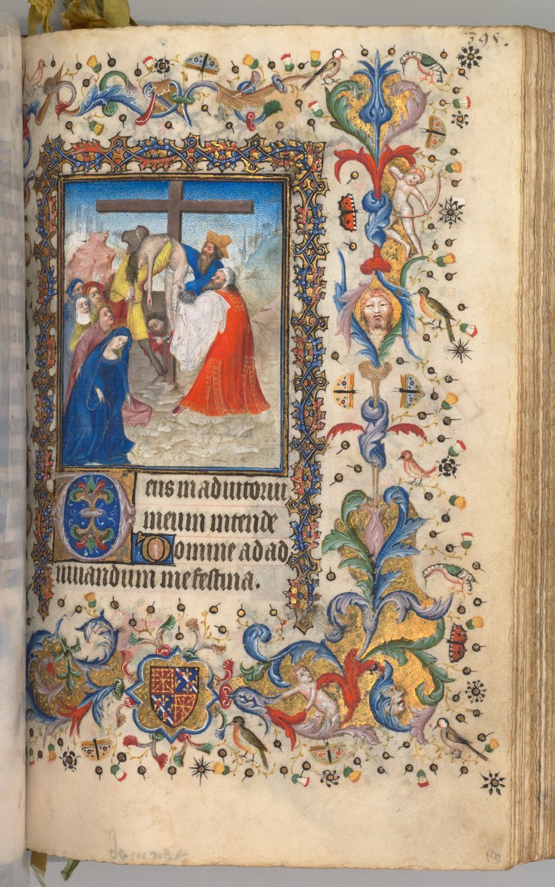 Charles the Noble, Navarre Kralı 1361-1425 saatleri: fol. 192r, Haçtan İniş, c. 1405. by Master of the Brussels Initials and Associates