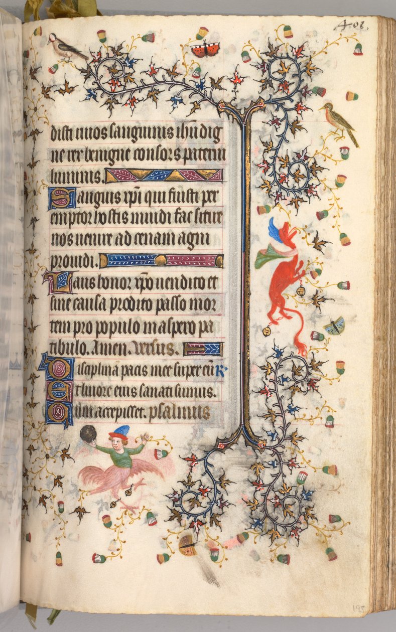 Charles the Noble, Navarre Kralı 1361-1425 saatleri: fol. 195r, Metin, c. 1405. by Master of the Brussels Initials and Associates