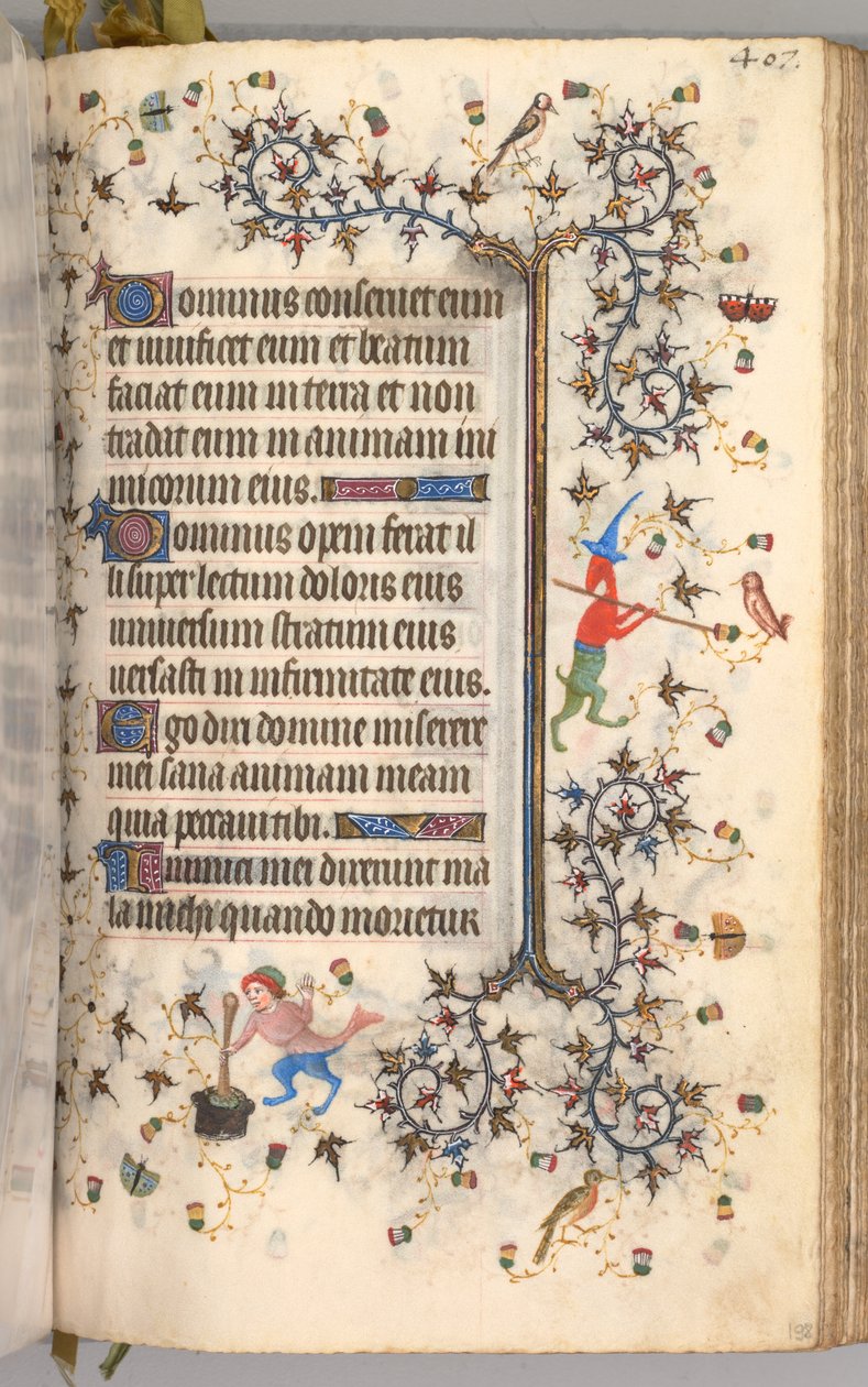 Charles the Noble, Navarre Kralı 1361-1425 saatleri: fol. 198r, Metin, c. 1405. by Master of the Brussels Initials and Associates